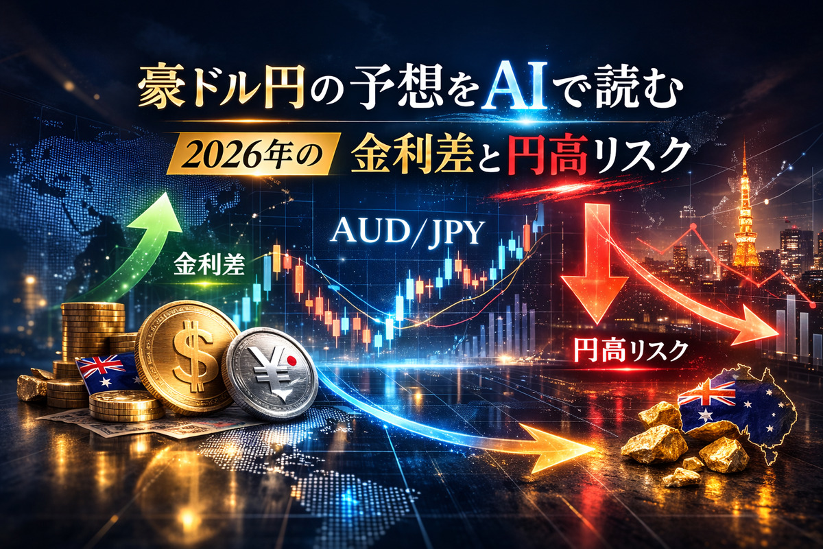 豪ドル円 予想 AIをもとに、2026年の金利差と円高リスクを整理したイメージ