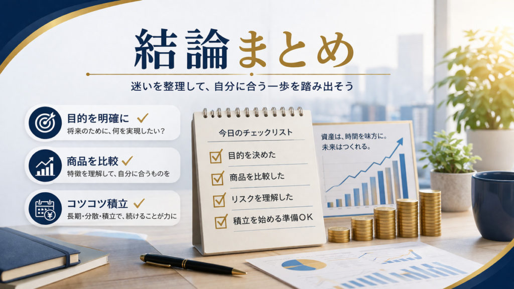 NISAのつみたて投資枠で何を買うかの結論のまとめ